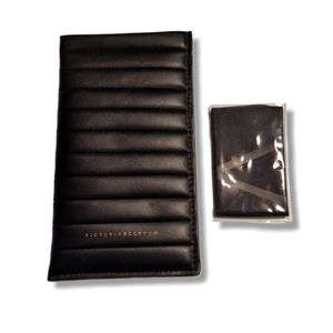 Victoria Beckham black leather sunglasses case folder new with cloth